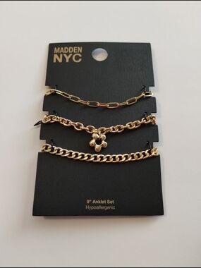Madden NYC Gold Anklet Set - 3 Piece
